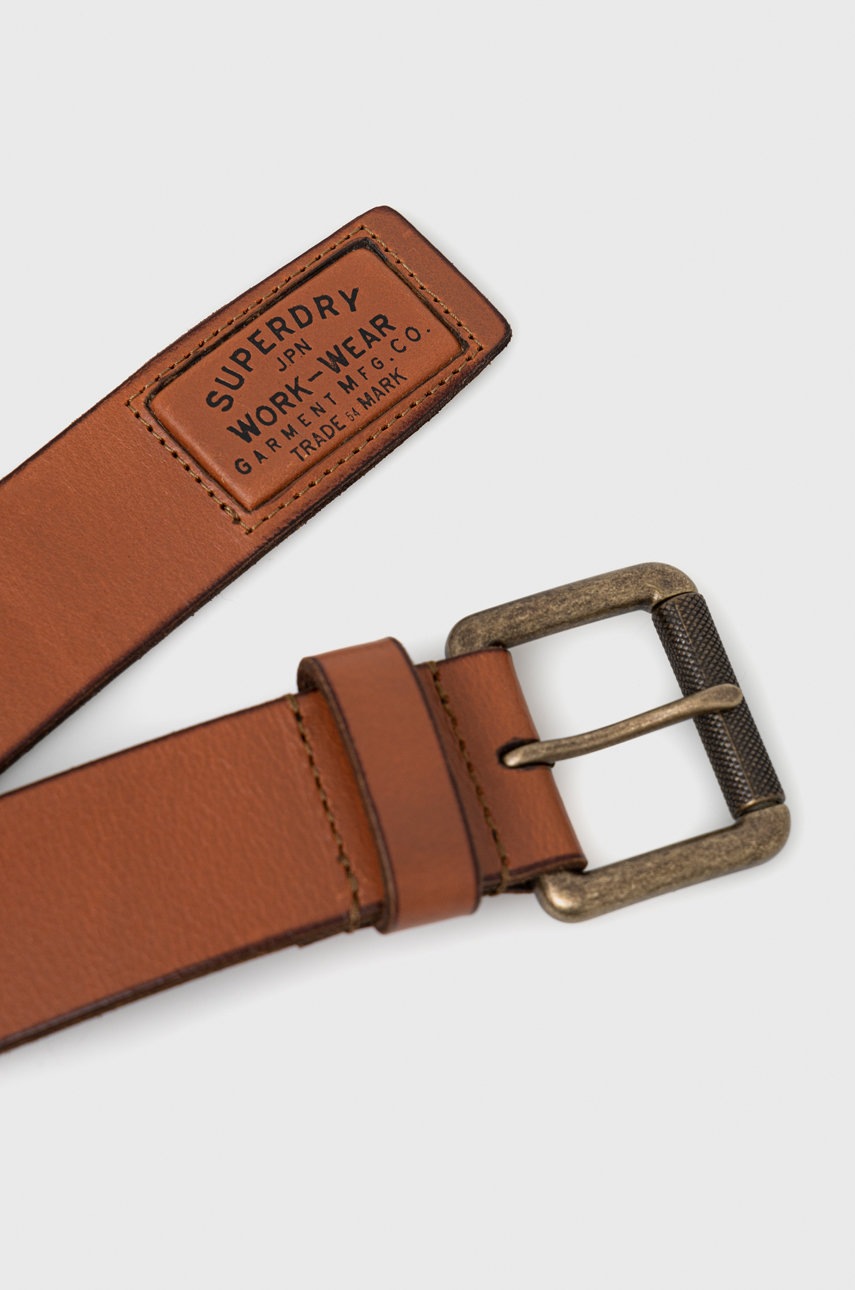 

Шкіряний ремінь Superdry чоловічий колір коричневий