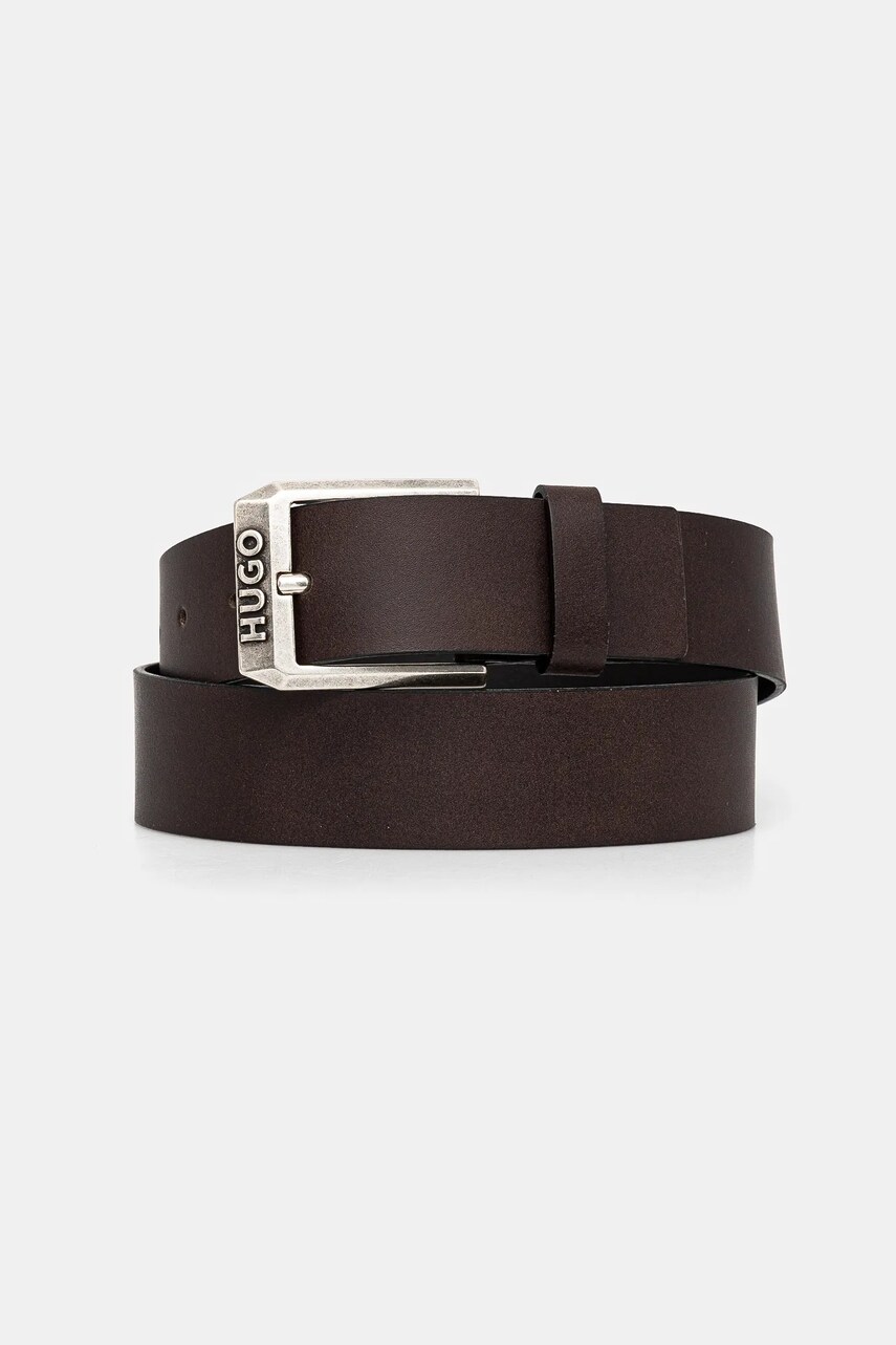 HUGO curea de piele barbati, culoarea maro