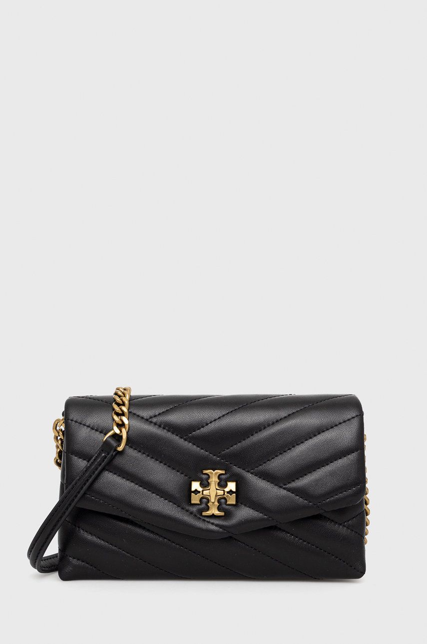 Tory Burch poseta de piele culoarea negru