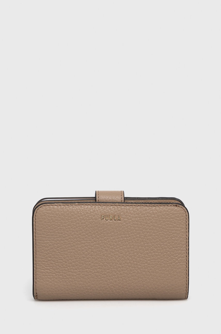 

Кожен портфейл Furla дамски в бежово, Бежов