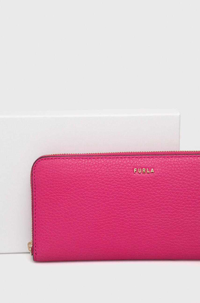 

Кожаный кошелек Furla женский цвет розовый