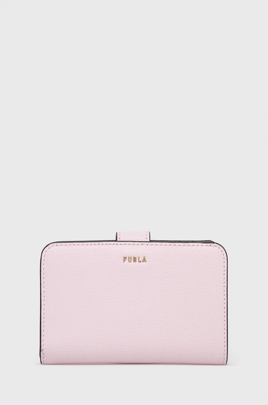 

Кожен портфейл Furla дамски в розово, Розов