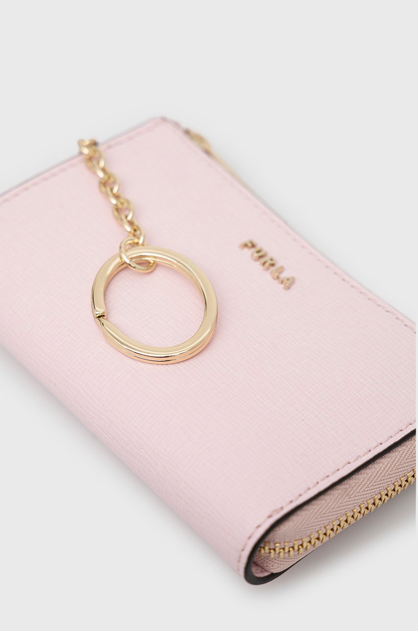 

Шкіряний чохол для ключів Furla жіночий колір рожевий