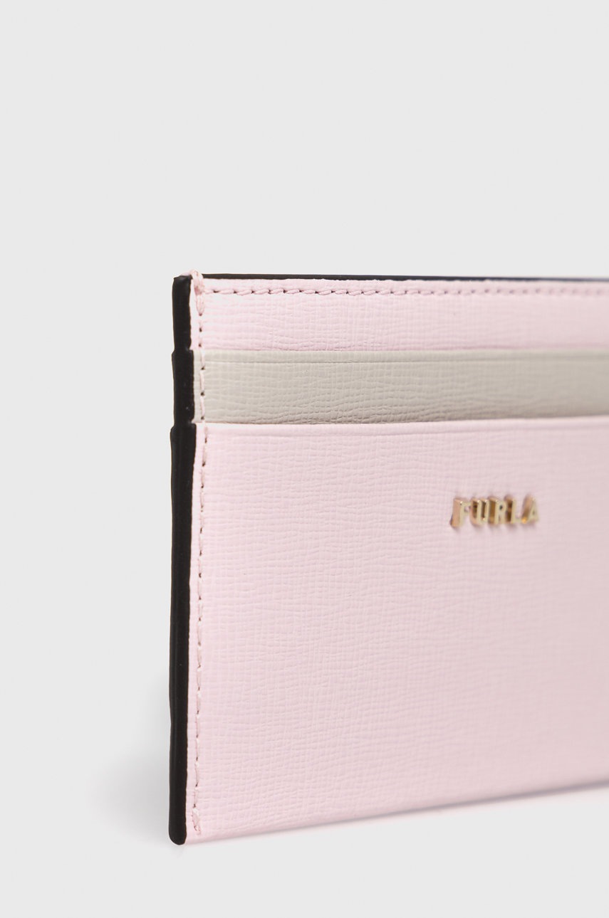 

Шкіряний чохол на банківські карти Furla жіночий колір рожевий