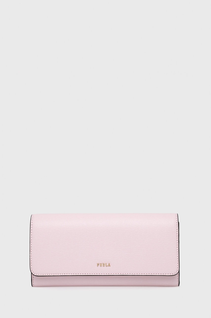 

Кожен портфейл Furla дамски в розово, Розов