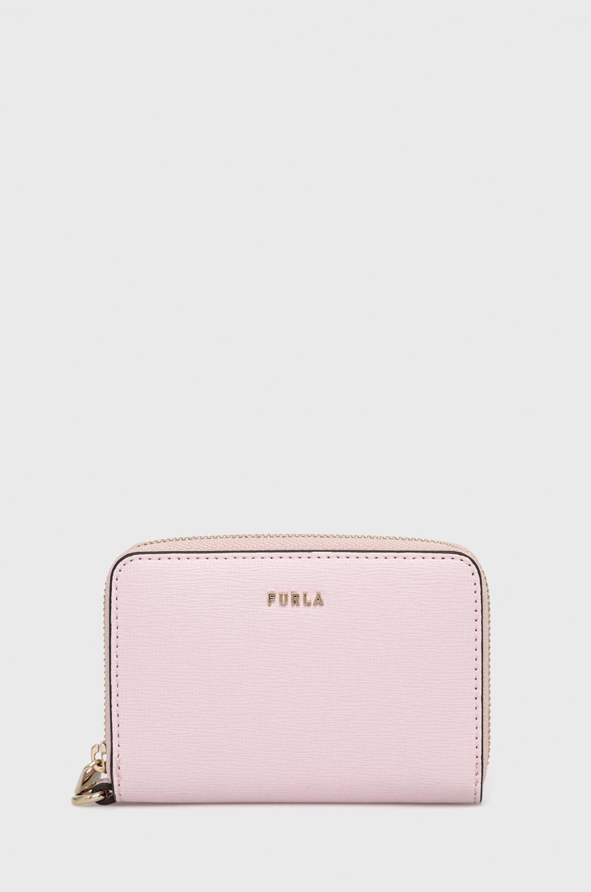 

Кожен портфейл Furla дамски в розово, Розов