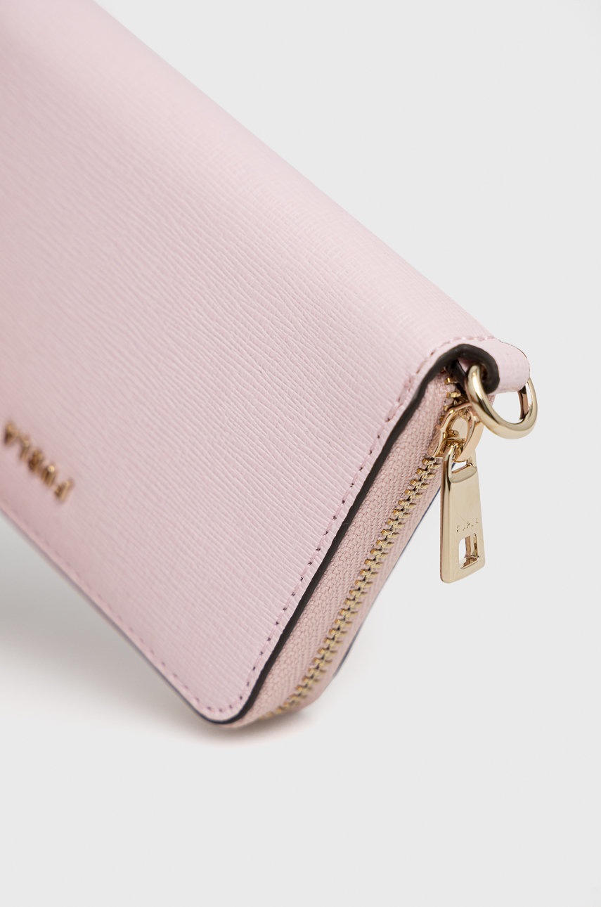 

Кожаный кошелек Furla женский цвет розовый