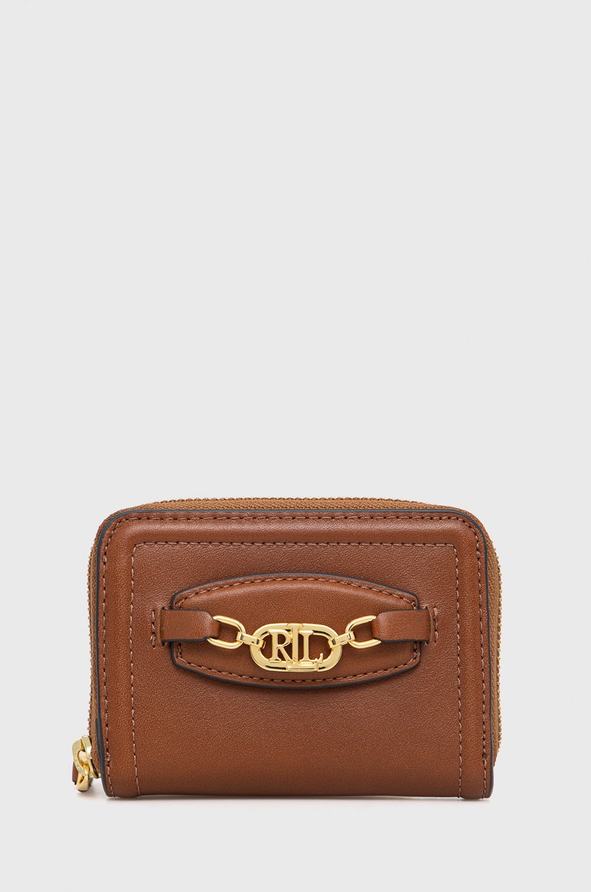 

Кожен портфейл Lauren Ralph Lauren дамски в кафяво, Кафяв