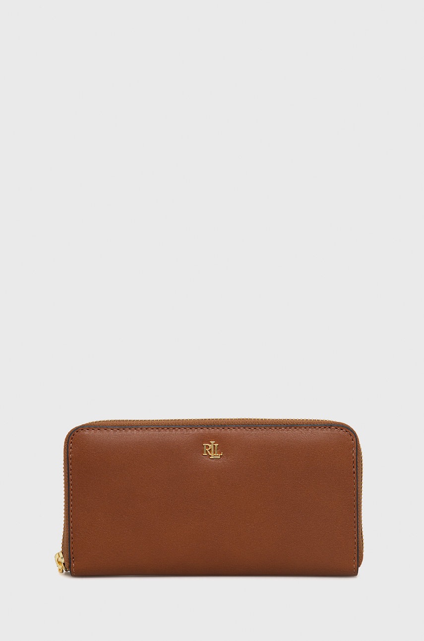 

Шкіряний гаманець Lauren Ralph Lauren жіночий колір коричневий