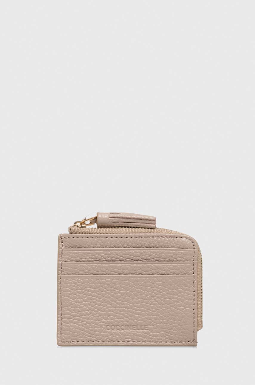 

Кожен портфейл Coccinelle дамски в черно, Бежов