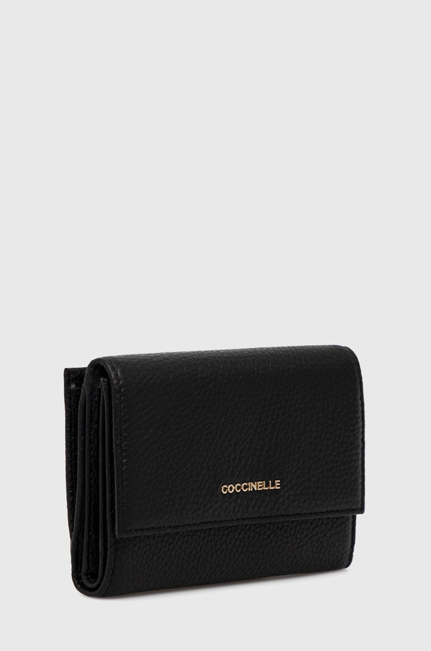 Δερμάτινο πορτοφόλι Coccinelle γυναικείο, χρώμα: μαύρο, E2 MW5 11 66 01 φωτογραφία