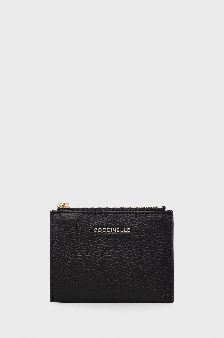 Coccinelle husa de chei din piele femei, culoarea negru