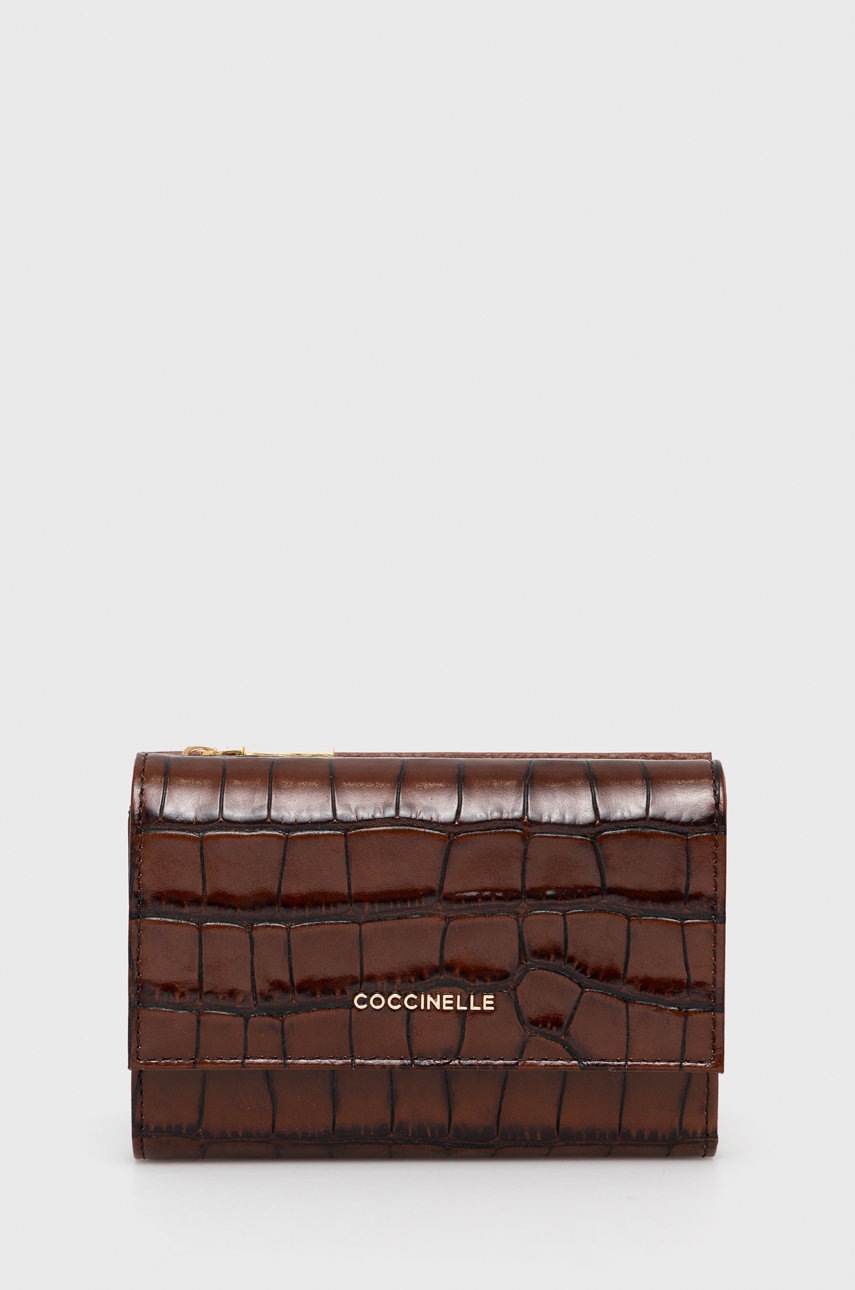 

Кожен портфейл Coccinelle дамски в кафяво, Кафяв