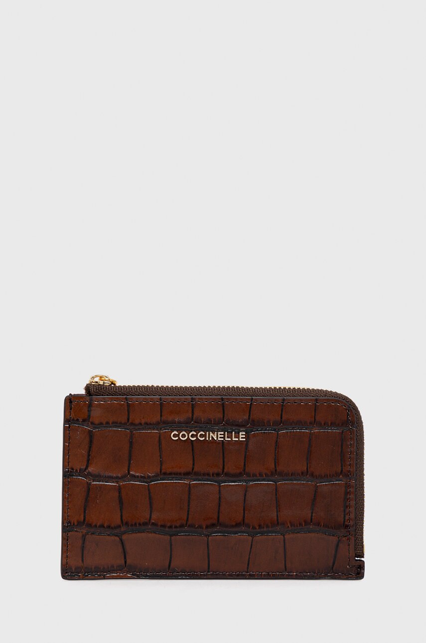 Coccinelle portofel de piele femei, culoarea maro