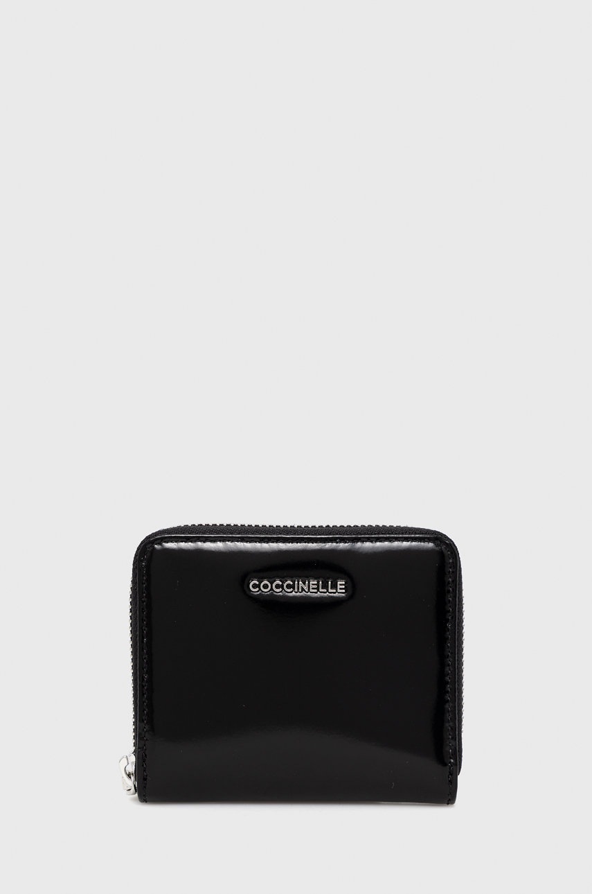 

Кожен портфейл Coccinelle дамски в черно, Черен
