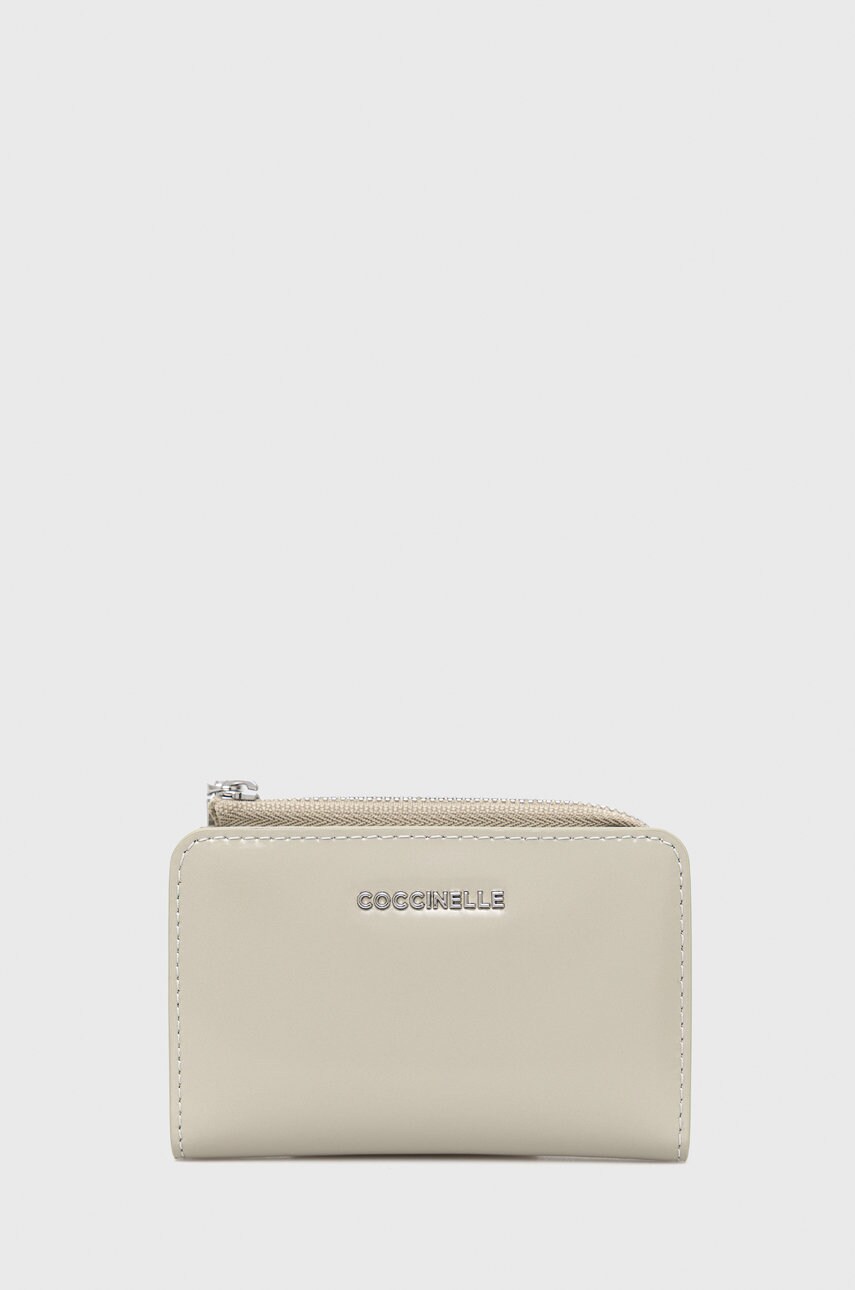 Coccinelle portofel de piele femei, culoarea gri