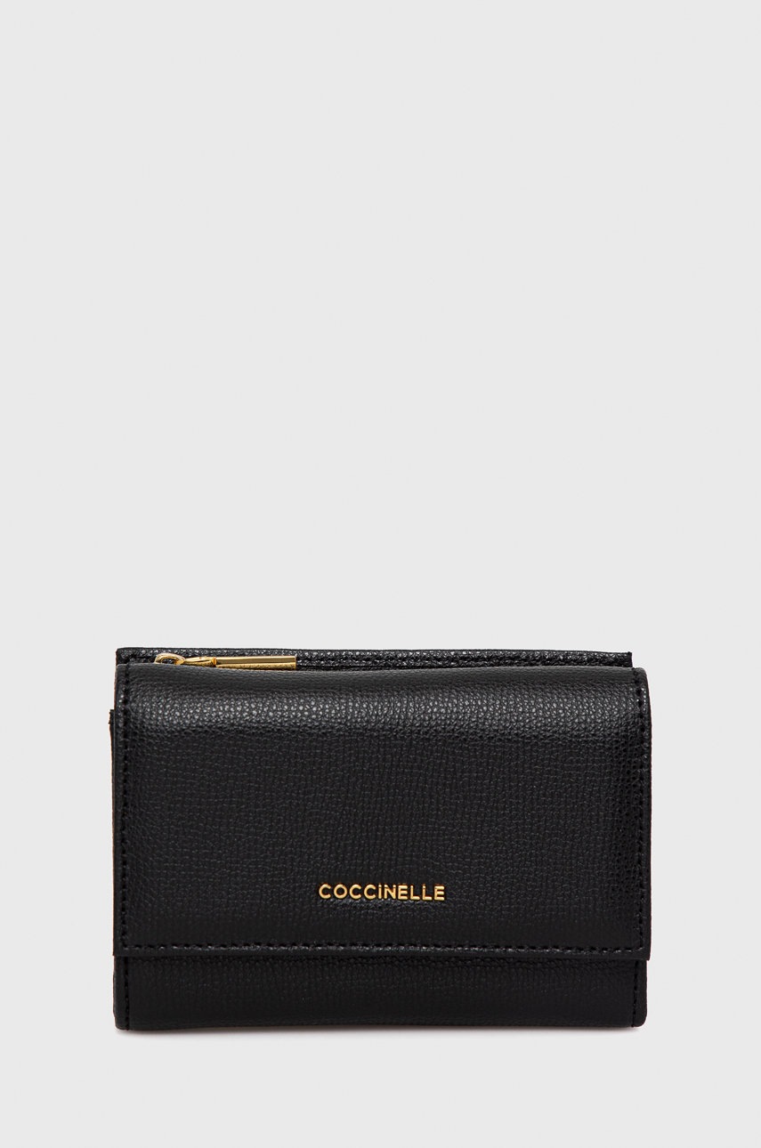 

Шкіряний гаманець Coccinelle жіночий колір чорний
