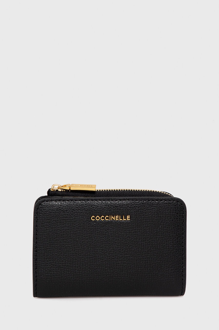 

Кожен портфейл Coccinelle дамски в черно, Черен