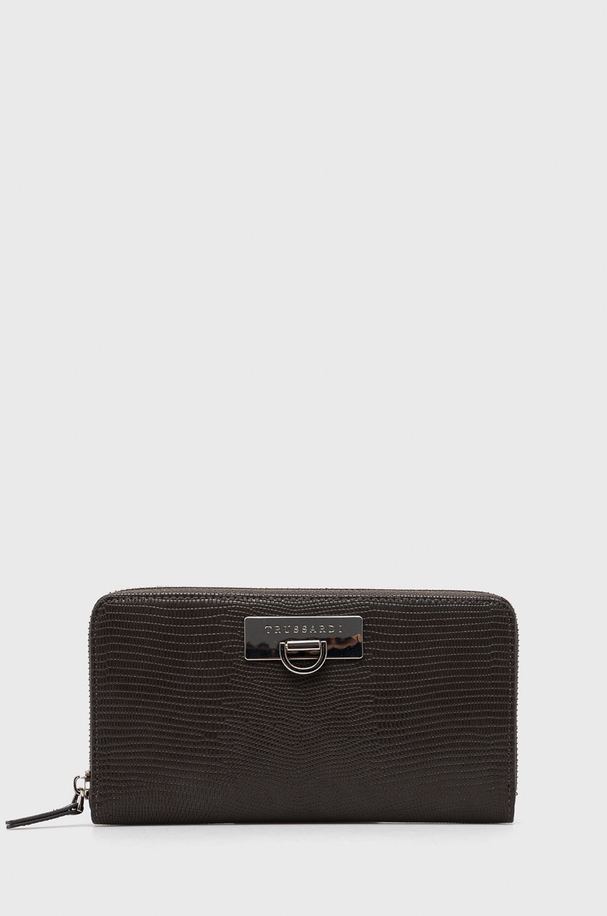 

Портфейл Trussardi дамски в сиво, Сив