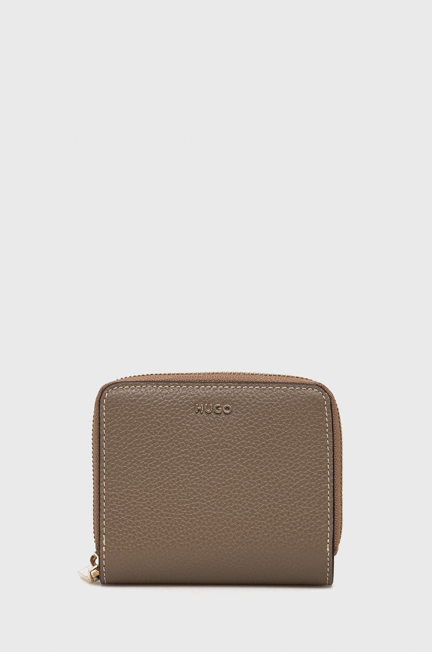 HUGO portofel de piele femei, culoarea maro accesorii imagine noua gjx.ro