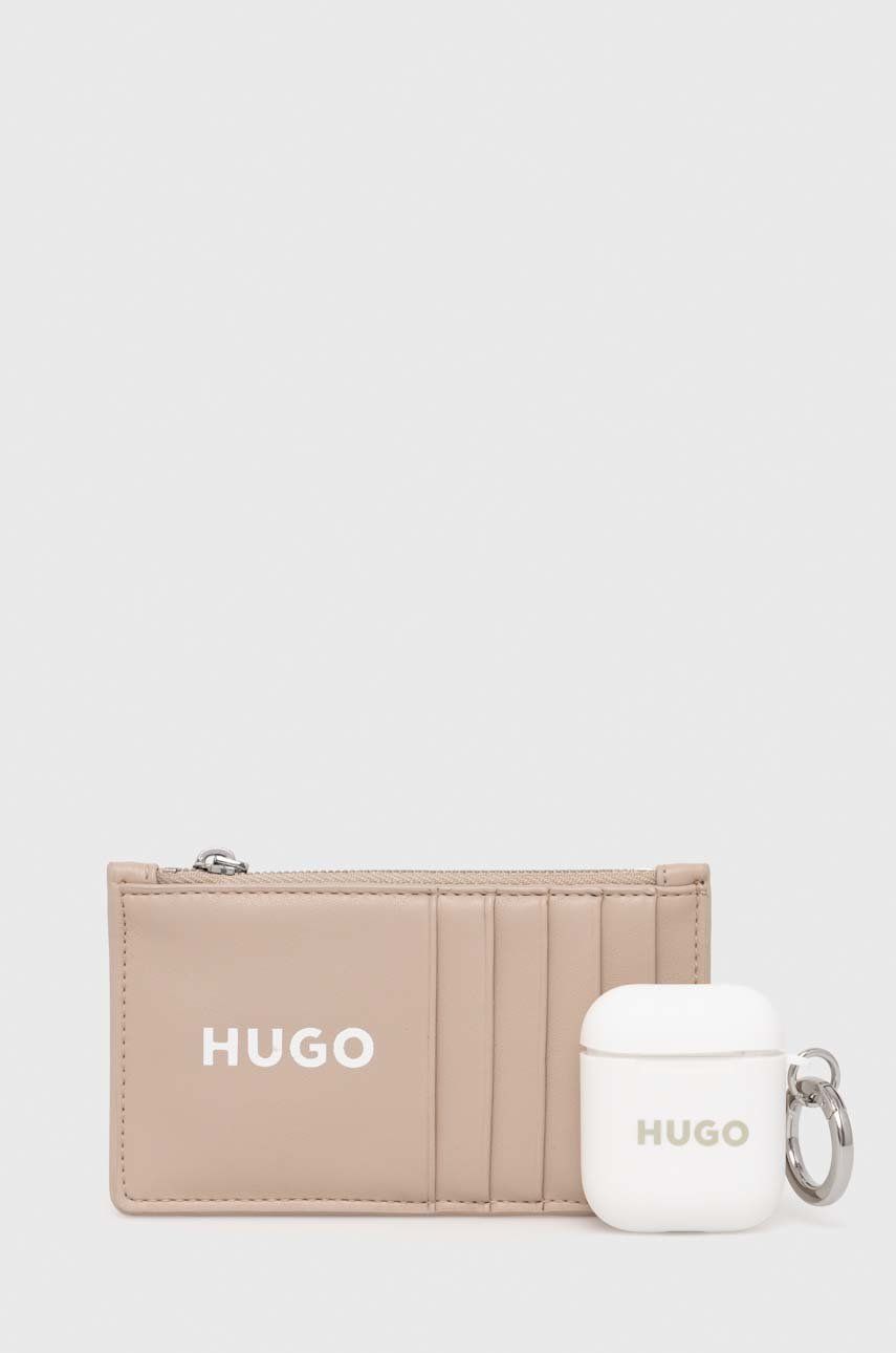 HUGO portofel și husă pentru airpod-uri femei, culoarea bej