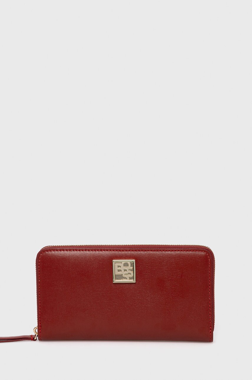 Boss portofel de piele femei, culoarea rosu