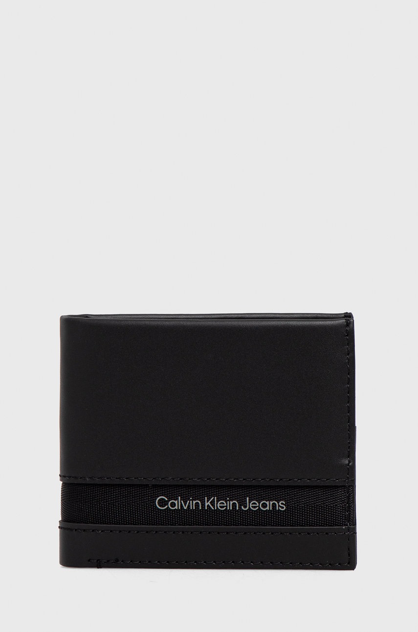 

Кожен портфейл Calvin Klein Jeans дамски в черно, Черен