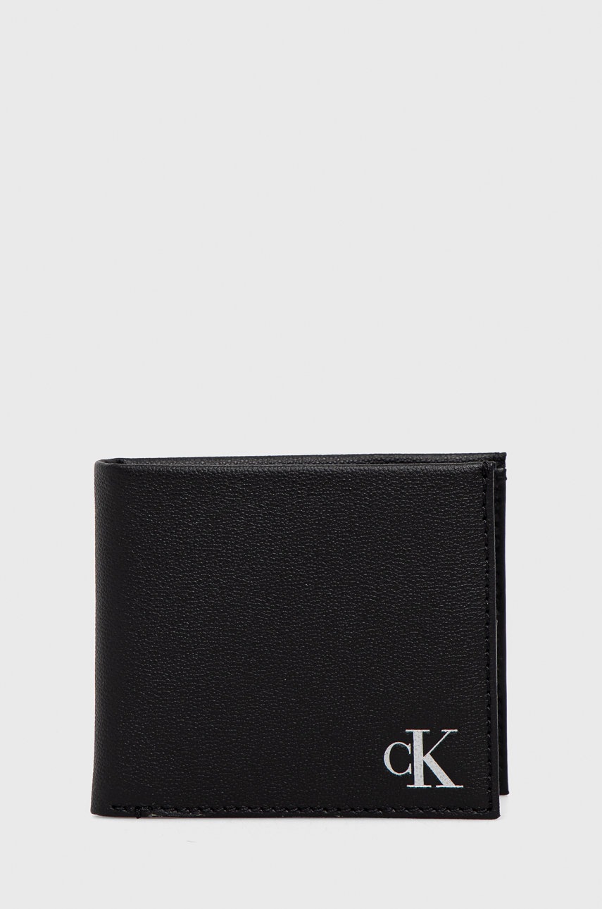 

Кожен портфейл Calvin Klein Jeans дамски в черно, Черен