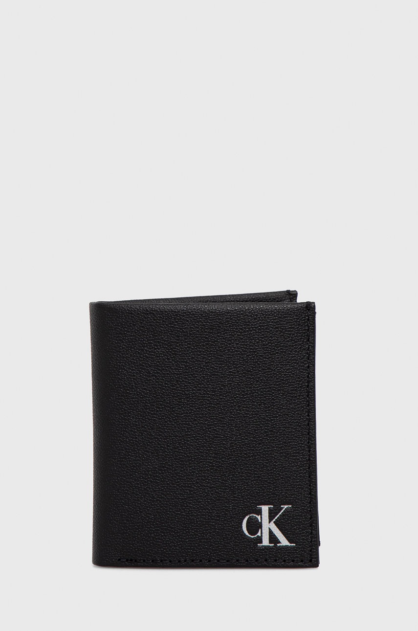 

Кожен портфейл Calvin Klein Jeans дамски в черно, Черен
