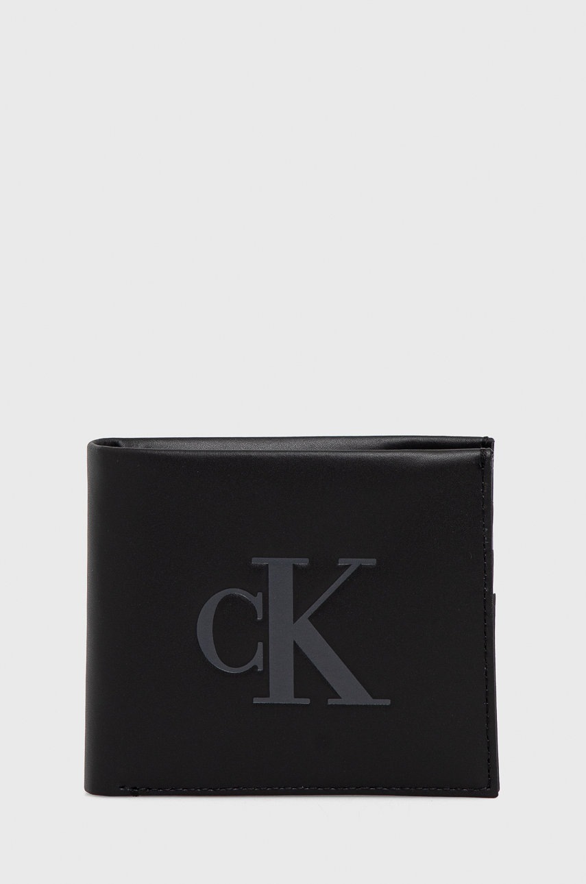 

Кожен портфейл Calvin Klein Jeans дамски в черно, Черен