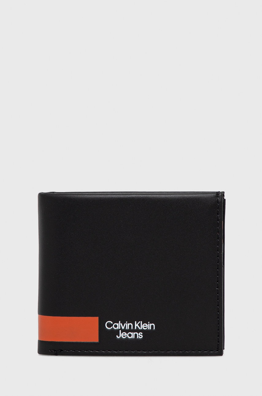 

Кожен портфейл Calvin Klein Jeans дамски в черно, Черен