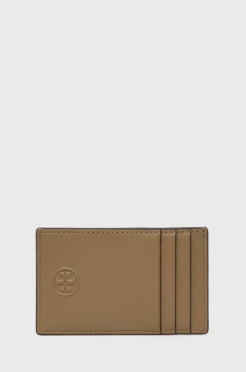 

Шкіряний чохол на банківські карти Tory Burch жіночий колір коричневий