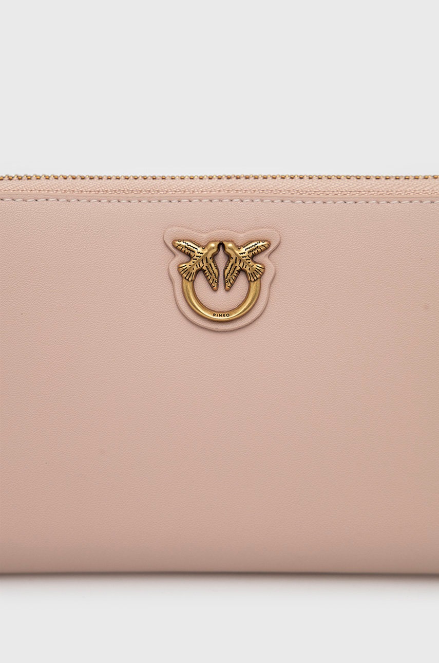 

Кожаный кошелек Pinko женский цвет розовый