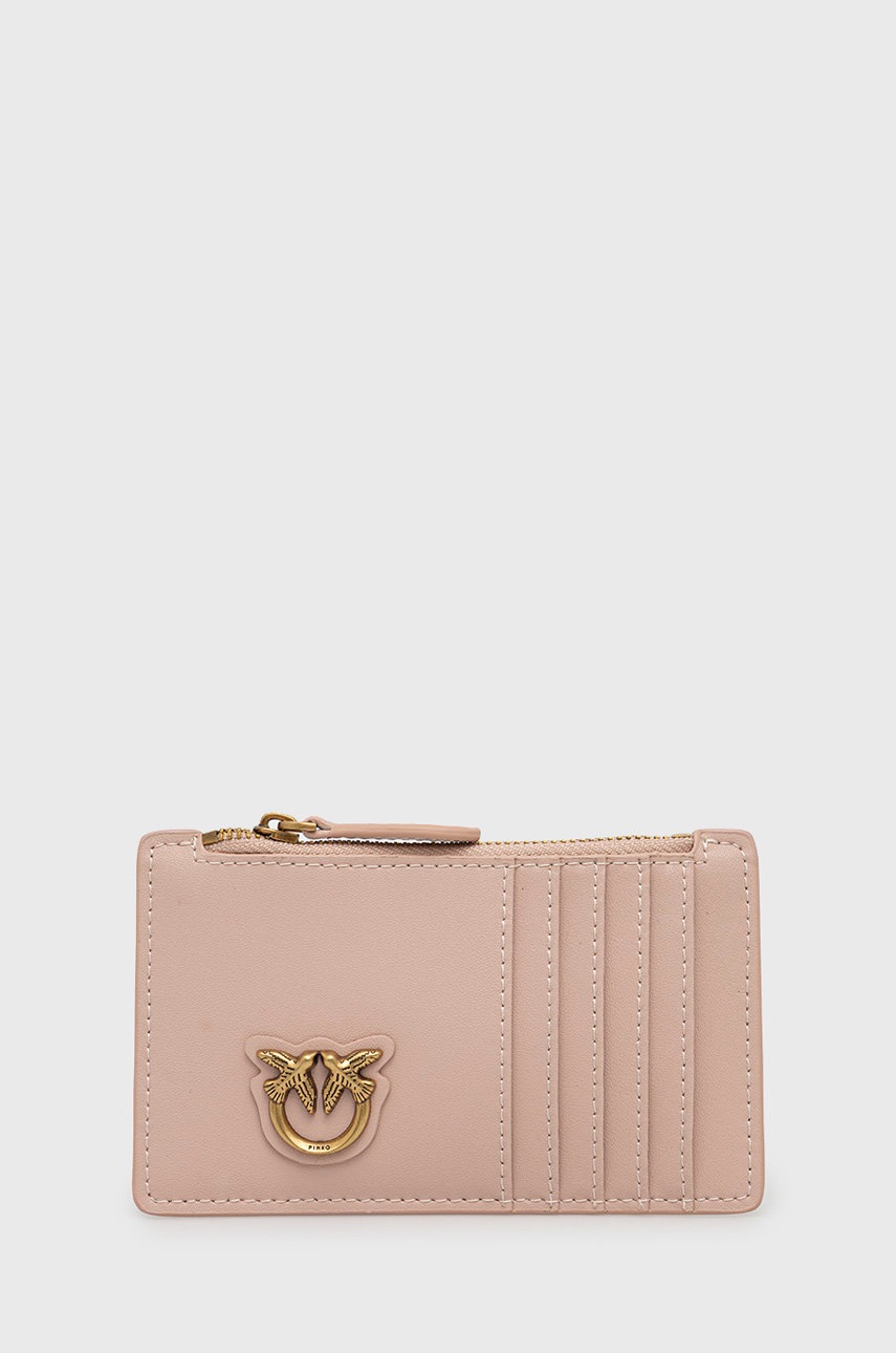 

Кожен калъф за карти Pinko дамски в розово, Розов