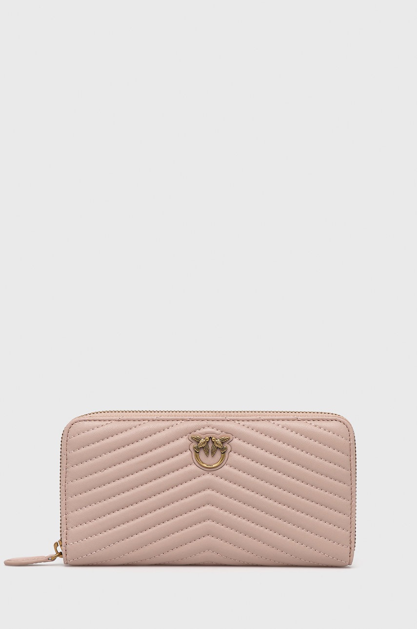 

Кожен портфейл Pinko дамски в розово, Розов