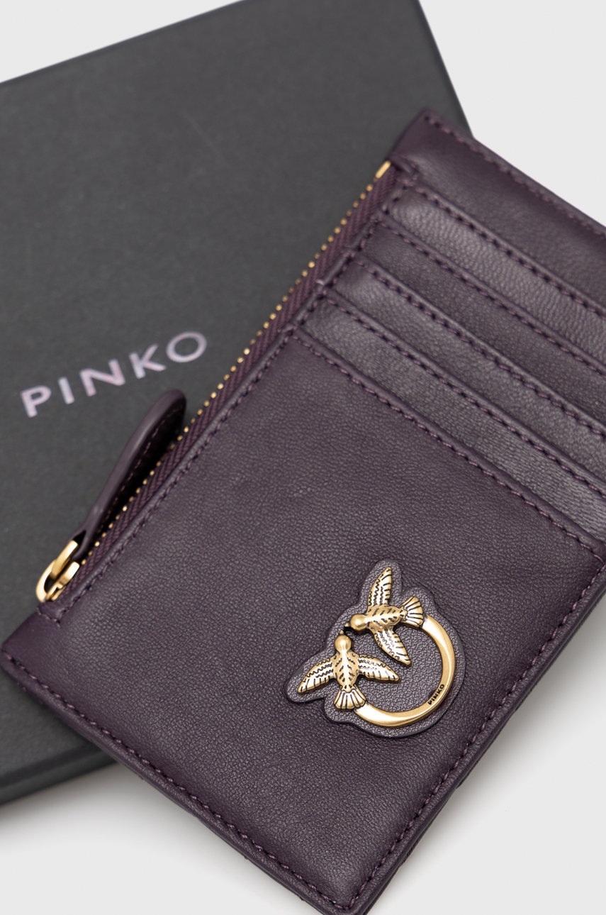 

Кожаный чехол на карты Pinko женский цвет фиолетовый