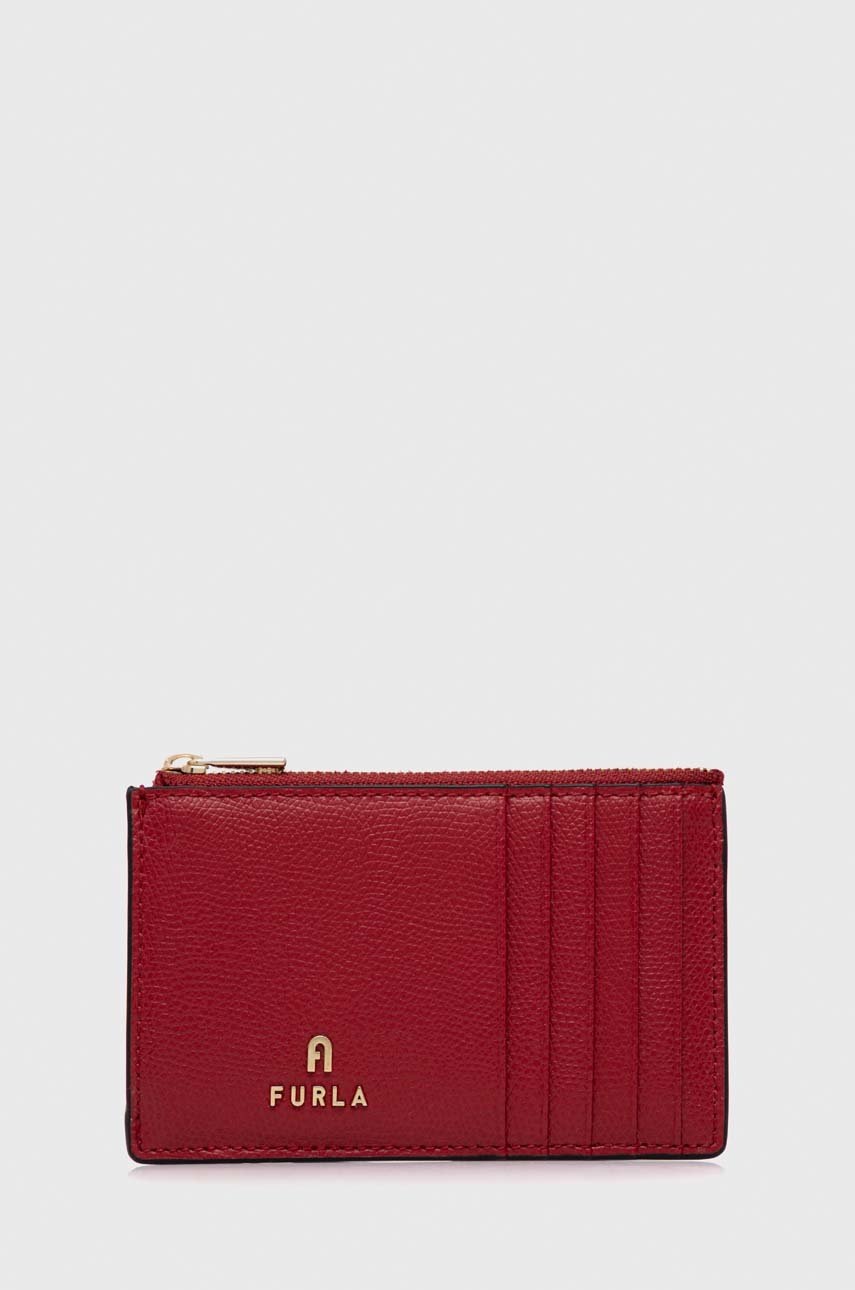 

Кожен калъф за карти Furla дамски в червено, Червен