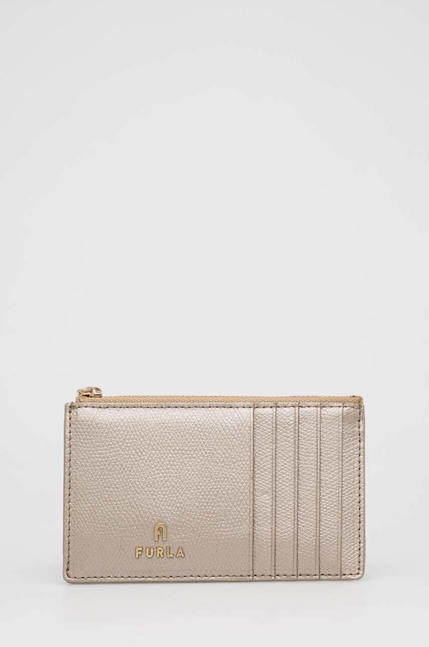 

Кожен калъф за карти Furla дамски в бежово, Бежов