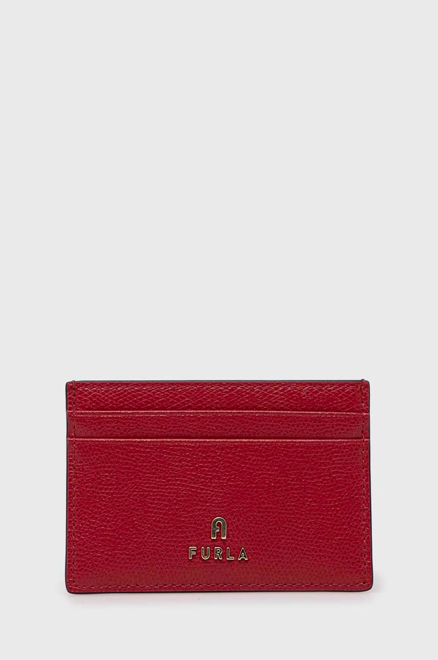 

Кожен калъф за карти Furla дамски в червено, Червен