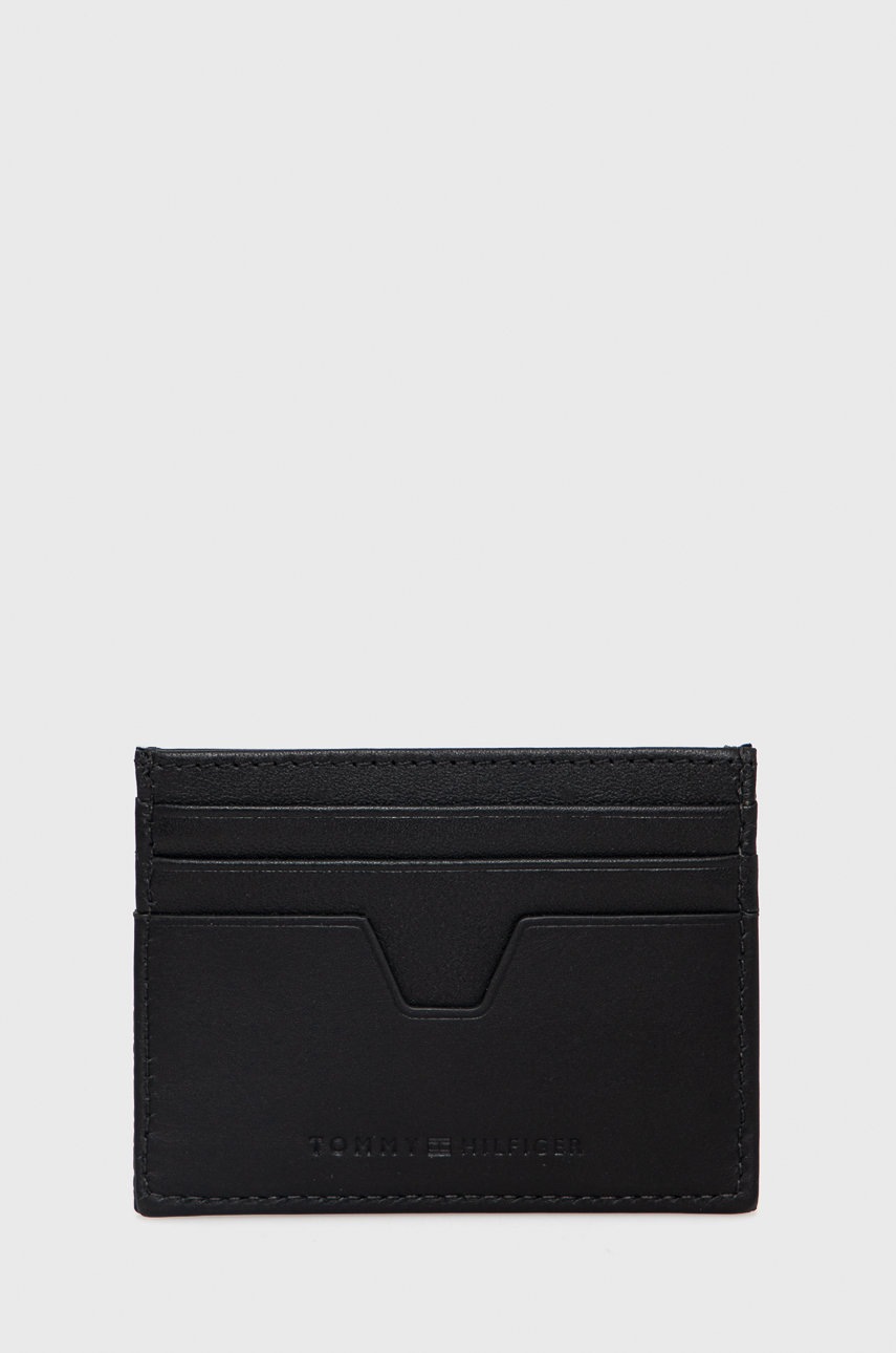 

Кожен калъф за карти Tommy Hilfiger мъжки в черно, Черен