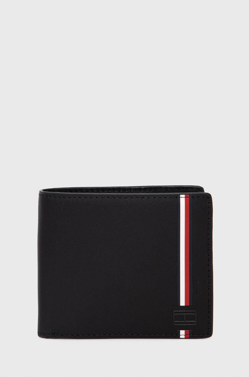 

Кожен портфейл Tommy Hilfiger мъжки в черно, Черен