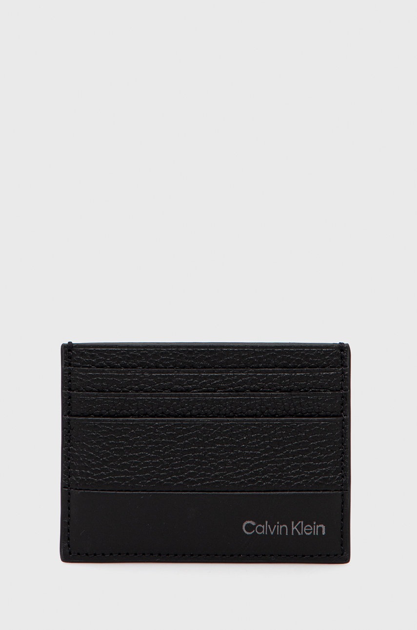 

Кожен калъф за карти Calvin Klein мъжки в черно K50K509178, Черен