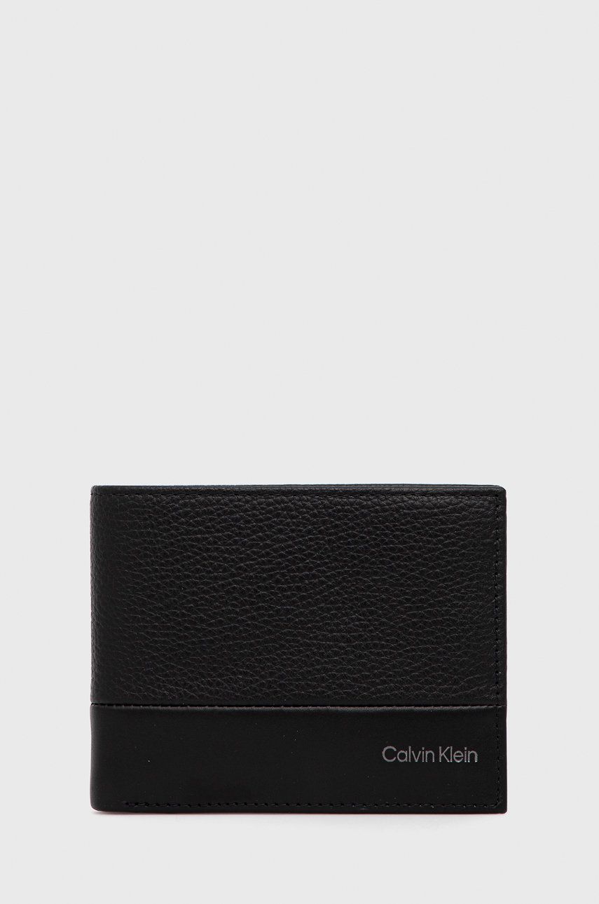 Levně Kožená peněženka Calvin Klein černá barva, K50K509180