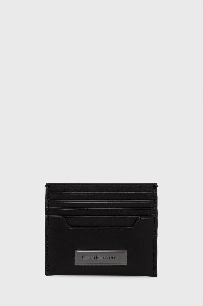Calvin Klein Jeans etui na karty skórzane K50K509503.9BYY męski kolor czarny