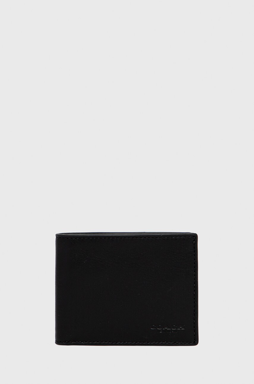 Coach portofel de piele barbati, culoarea negru