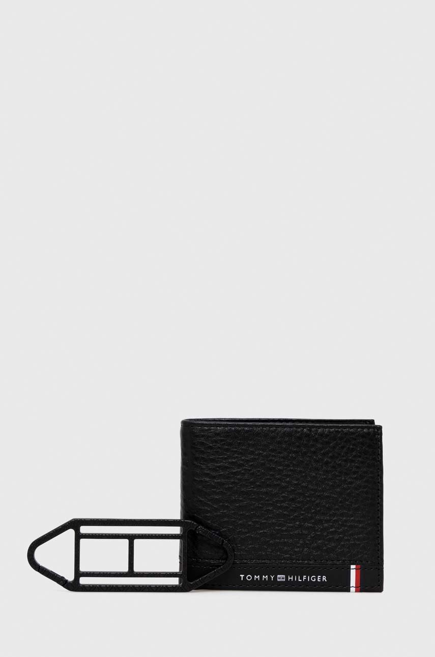 

Кожен портфейл + ключодържател Tommy Hilfiger мъжки в черно, Черен