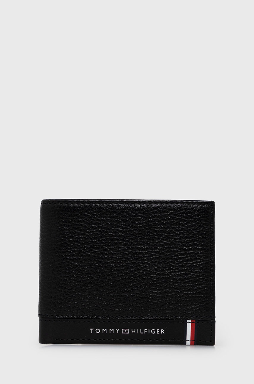 

Кожен портфейл Tommy Hilfiger мъжки в черно, Черен
