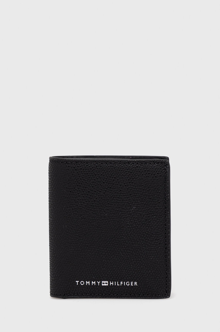 

Кожен портфейл Tommy Hilfiger мъжки в черно, Черен