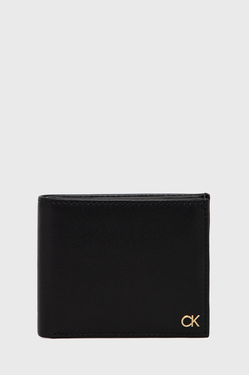 

Кожен портфейл Calvin Klein мъжки в черно, Черен