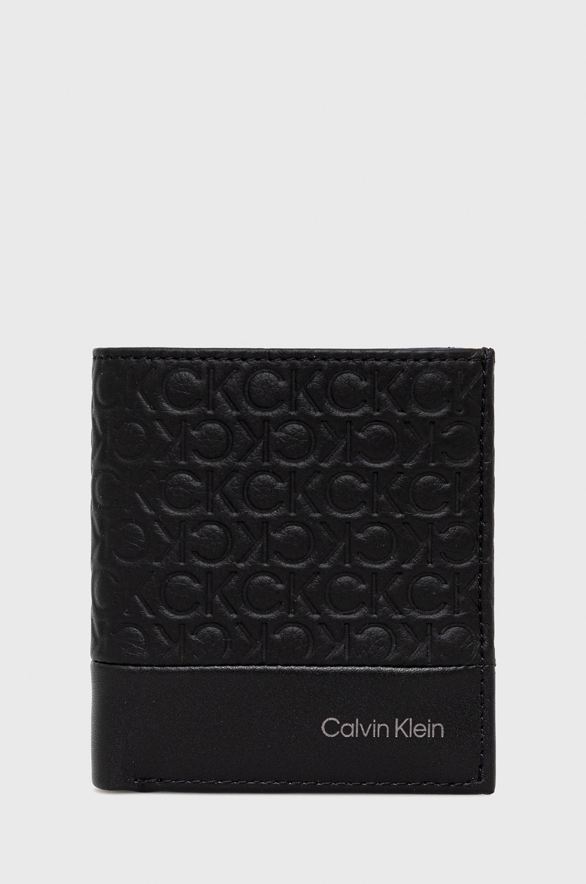 

Кожен портфейл Calvin Klein мъжки в черно, Черен
